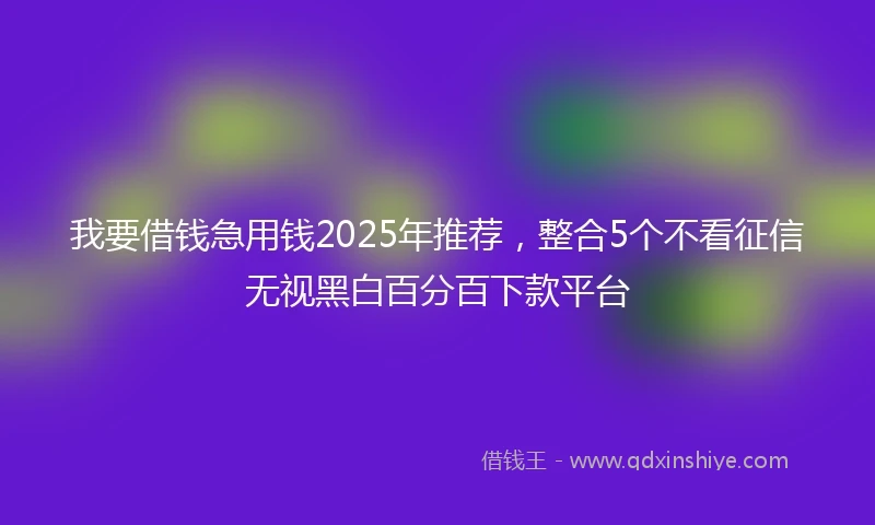 我要借钱急用钱2025年推荐，整合5个不看征信无视黑白百分百下款平台