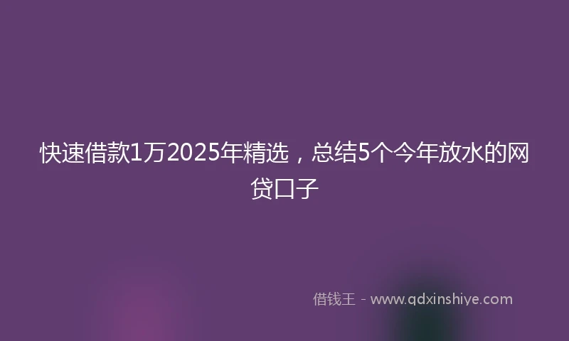 快速借款1万2025年精选，总结5个今年放水的网贷口子
