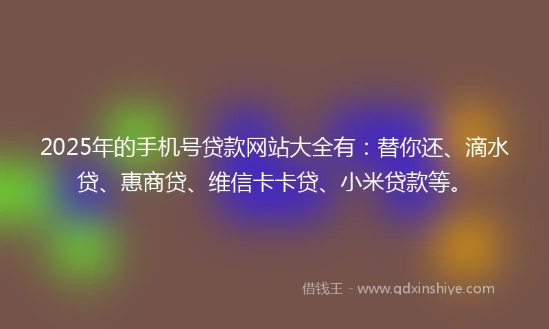 2025年的手机号贷款网站大全有：替你还、滴水贷、惠商贷、维信卡卡贷、小米贷款等。