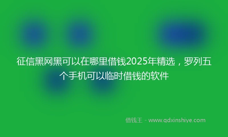 征信黑网黑可以在哪里借钱2025年精选，罗列五个手机可以临时借钱的软件