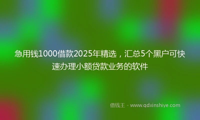急用钱1000借款2025年精选，汇总5个黑户可快速办理小额贷款业务的软件