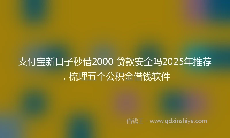 支付宝新口子秒借2000 贷款安全吗2025年推荐，梳理五个公积金借钱软件