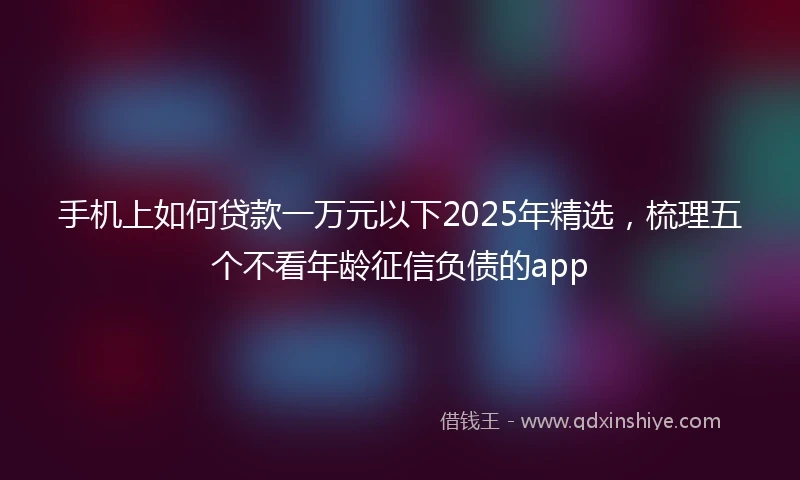 手机上如何贷款一万元以下2025年精选，梳理五个不看年龄征信负债的app