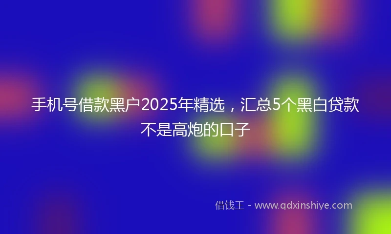 手机号借款黑户2025年精选，汇总5个黑白贷款不是高炮的口子
