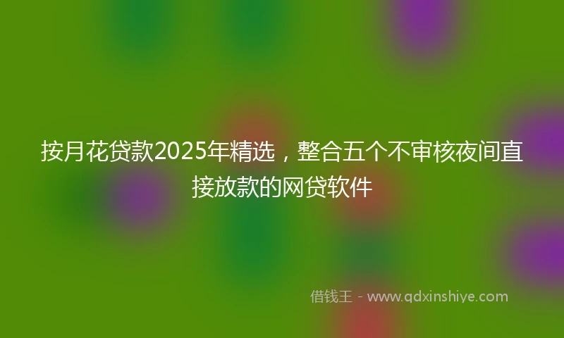 按月花贷款2025年精选，整合五个不审核夜间直接放款的网贷软件