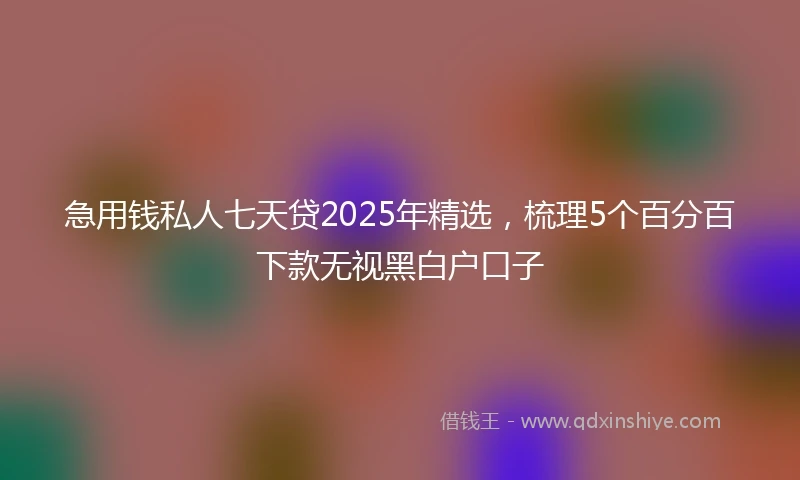 急用钱私人七天贷2025年精选，梳理5个百分百下款无视黑白户口子
