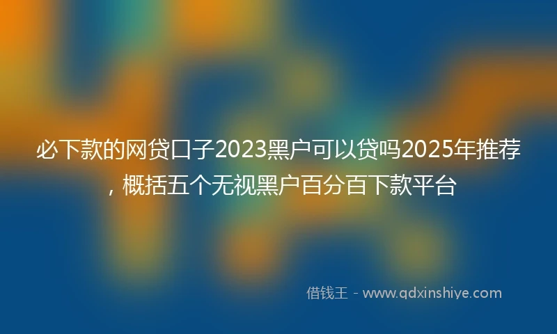 必下款的网贷口子2023黑户可以贷吗2025年推荐，概括五个无视黑户百分百下款平台