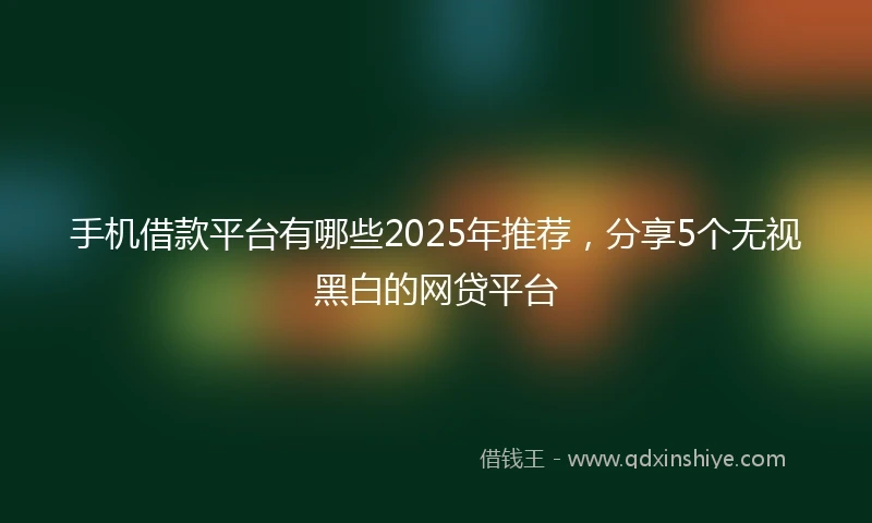 手机借款平台有哪些2025年推荐，分享5个无视黑白的网贷平台