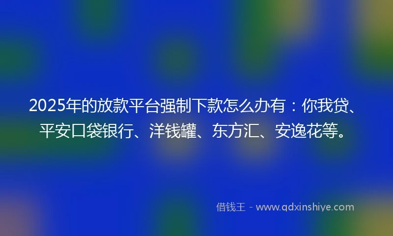 2025年的放款平台强制下款怎么办有：你我贷、平安口袋银行、洋钱罐、东方汇、安逸花等。