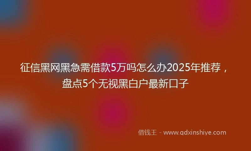 征信黑网黑急需借款5万吗怎么办2025年推荐，盘点5个无视黑白户最新口子