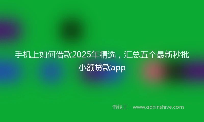 手机上如何借款2025年精选，汇总五个最新秒批小额贷款app