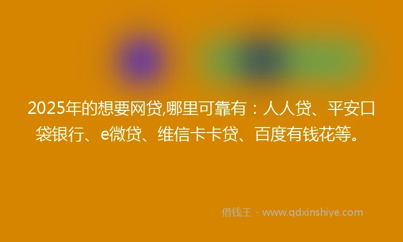 2025年的想要网贷,哪里可靠有：人人贷、平安口袋银行、e微贷、维信卡卡贷、百度有钱花等。