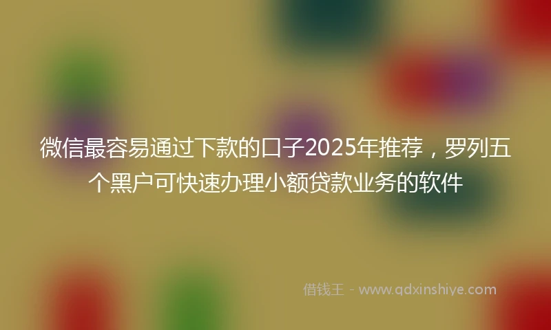 微信最容易通过下款的口子2025年推荐，罗列五个黑户可快速办理小额贷款业务的软件