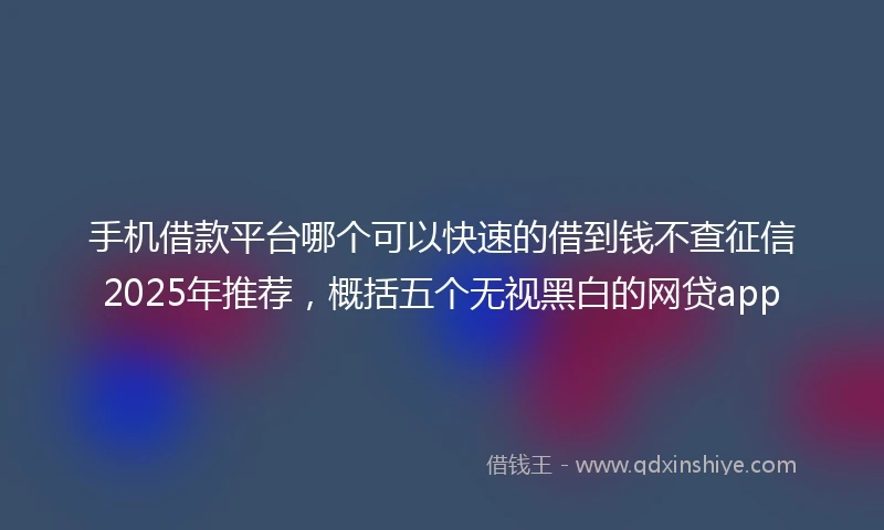 手机借款平台哪个可以快速的借到钱不查征信2025年推荐，概括五个无视黑白的网贷app