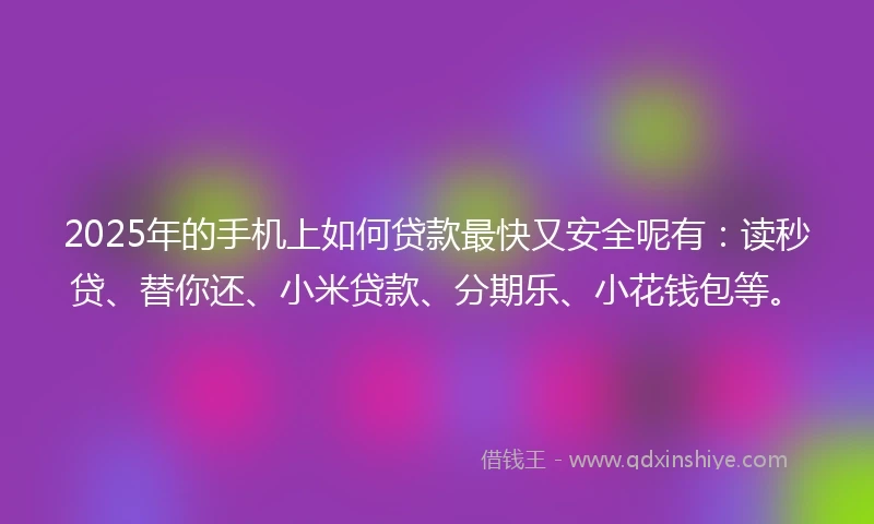 2025年的手机上如何贷款最快又安全呢有：读秒贷、替你还、小米贷款、分期乐、小花钱包等。