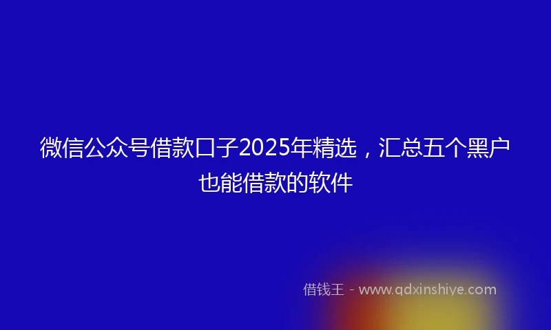 微信公众号借款口子2025年精选，汇总五个黑户也能借款的软件