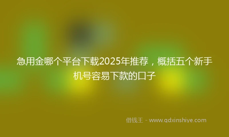 急用金哪个平台下载2025年推荐，概括五个新手机号容易下款的口子