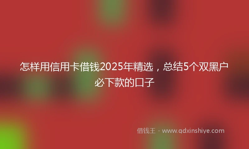 怎样用信用卡借钱2025年精选，总结5个双黑户必下款的口子