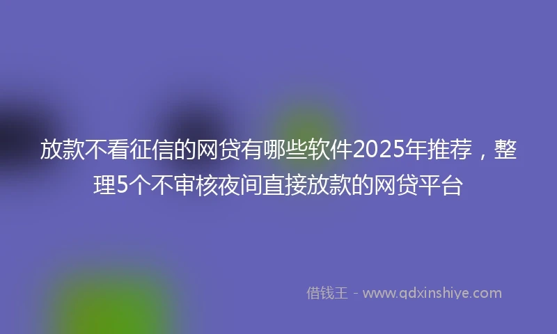 放款不看征信的网贷有哪些软件2025年推荐，整理5个不审核夜间直接放款的网贷平台