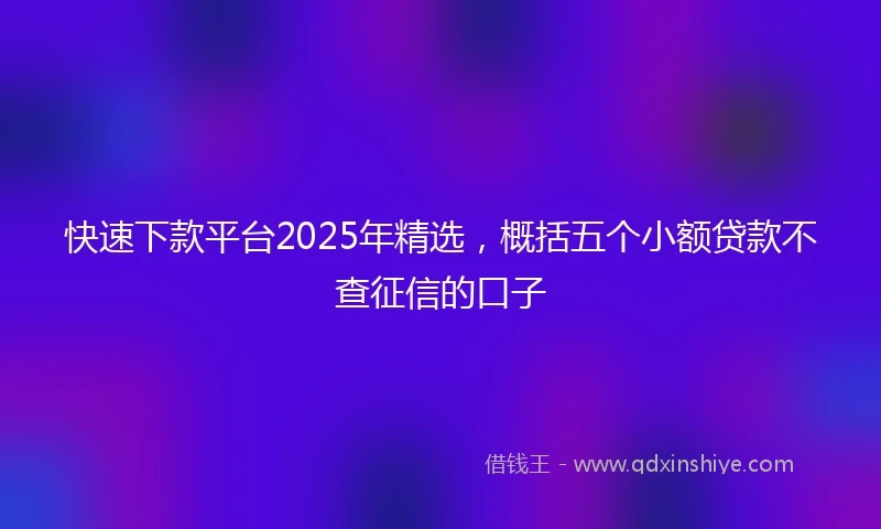 快速下款平台2025年精选，概括五个小额贷款不查征信的口子