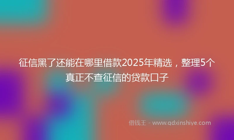 征信黑了还能在哪里借款2025年精选，整理5个真正不查征信的贷款口子