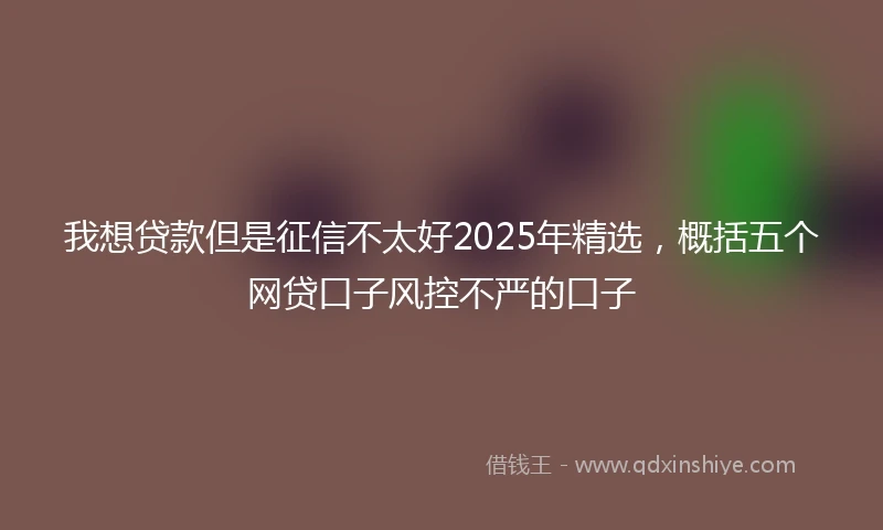 我想贷款但是征信不太好2025年精选，概括五个网贷口子风控不严的口子