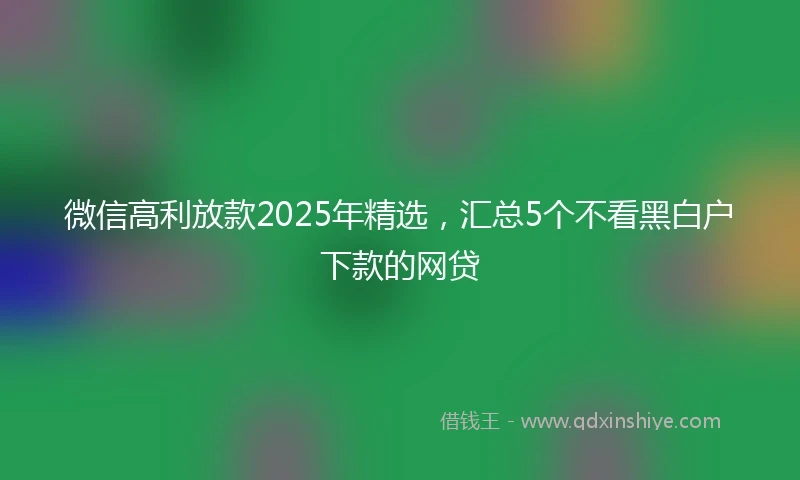 微信高利放款2025年精选，汇总5个不看黑白户下款的网贷