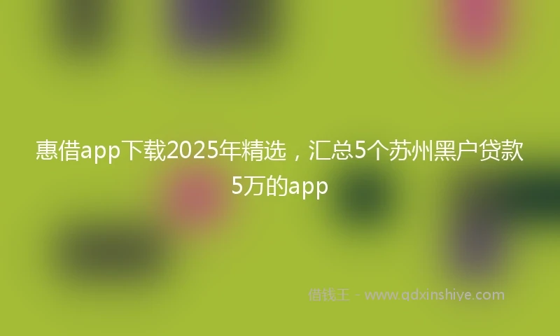 惠借app下载2025年精选，汇总5个苏州黑户贷款5万的app