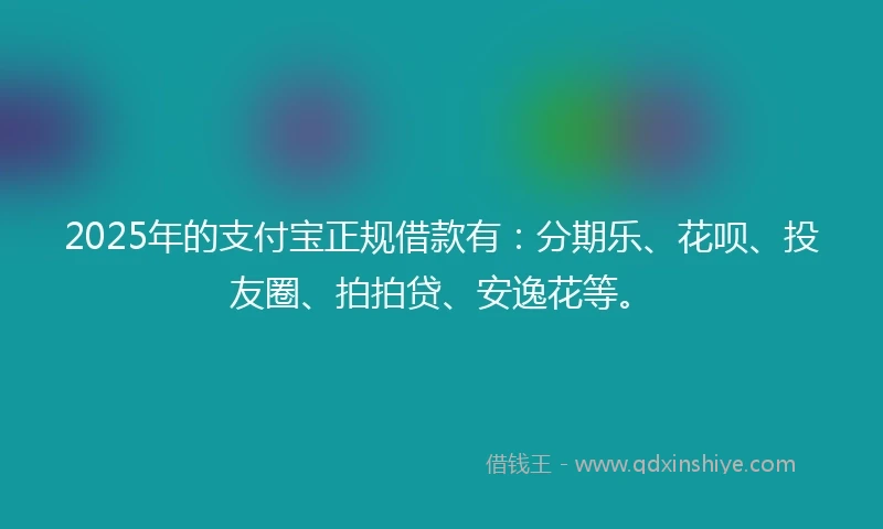 2025年的支付宝正规借款有：分期乐、花呗、投友圈、拍拍贷、安逸花等。