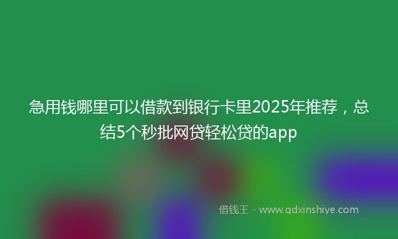 急用钱哪里可以借款到银行卡里2025年推荐，总结5个秒批网贷轻松贷的app