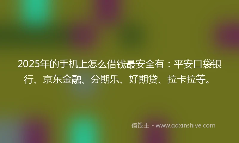 2025年的手机上怎么借钱最安全有：平安口袋银行、京东金融、分期乐、好期贷、拉卡拉等。