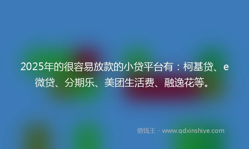 2025年的很容易放款的小贷平台有：柯基贷、e微贷、分期乐、美团生活费、融逸花等。