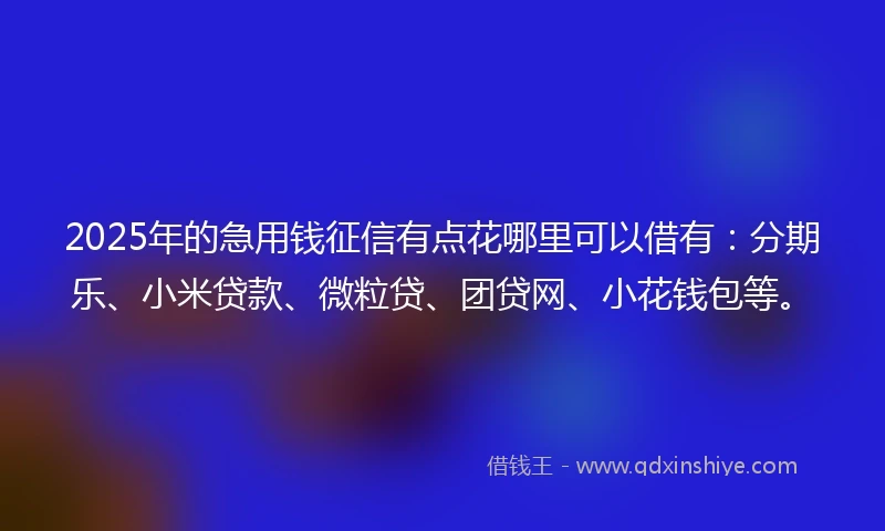 2025年的急用钱征信有点花哪里可以借有：分期乐、小米贷款、微粒贷、团贷网、小花钱包等。