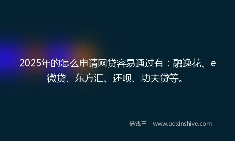 2025年的怎么申请网贷容易通过有：融逸花、e微贷、东方汇、还呗、功夫贷等。