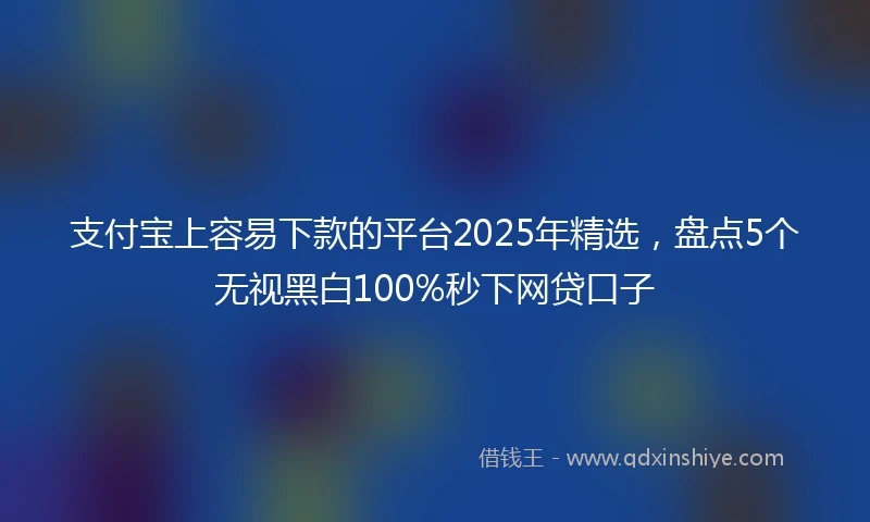 支付宝上容易下款的平台2025年精选，盘点5个无视黑白100%秒下网贷口子