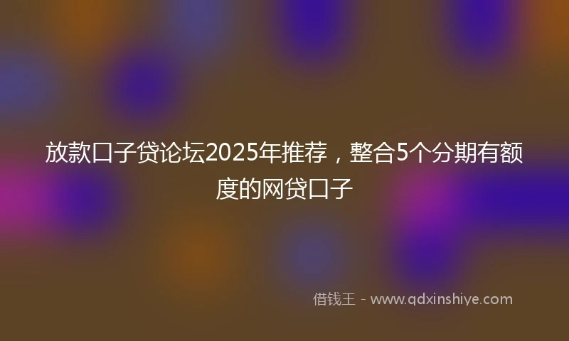 放款口子贷论坛2025年推荐，整合5个分期有额度的网贷口子