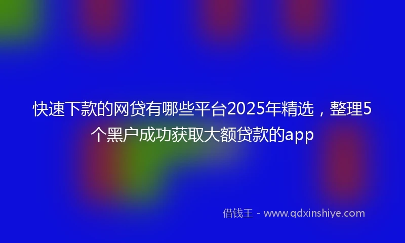 快速下款的网贷有哪些平台2025年精选，整理5个黑户成功获取大额贷款的app