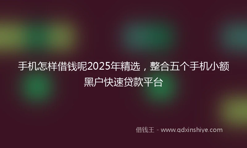 手机怎样借钱呢2025年精选，整合五个手机小额黑户快速贷款平台