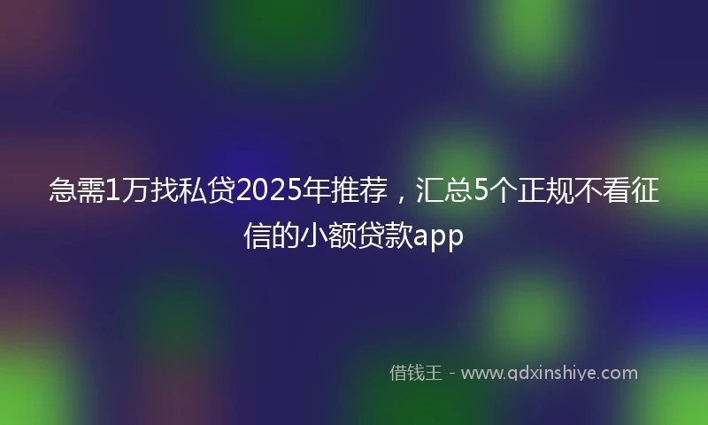 急需1万找私贷2025年推荐，汇总5个正规不看征信的小额贷款app