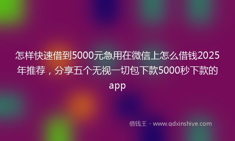 怎样快速借到5000元急用在微信上怎么借钱2025年推荐，分享五个无视一切包下款5000秒下款的app