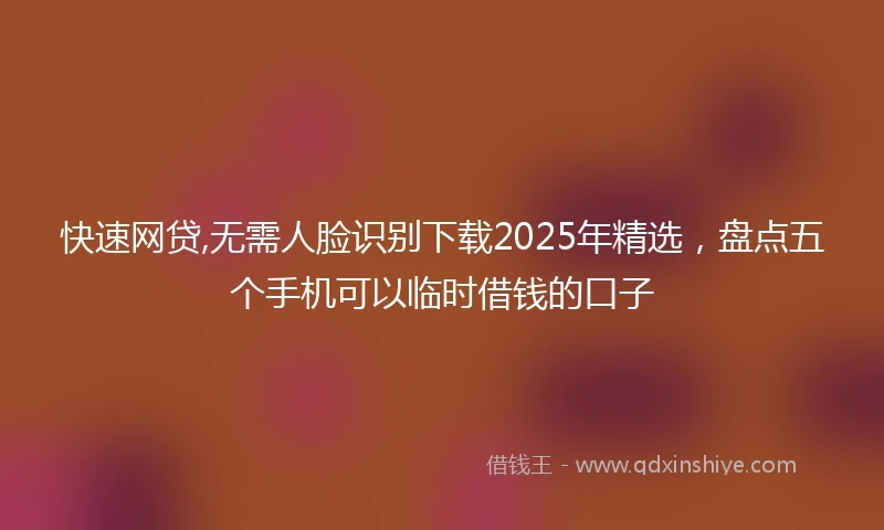 快速网贷,无需人脸识别下载2025年精选，盘点五个手机可以临时借钱的口子