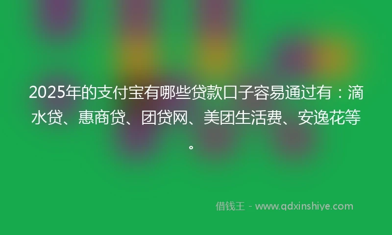 2025年的支付宝有哪些贷款口子容易通过有：滴水贷、惠商贷、团贷网、美团生活费、安逸花等。