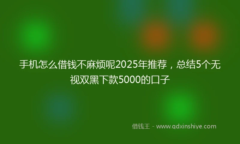手机怎么借钱不麻烦呢2025年推荐，总结5个无视双黑下款5000的口子
