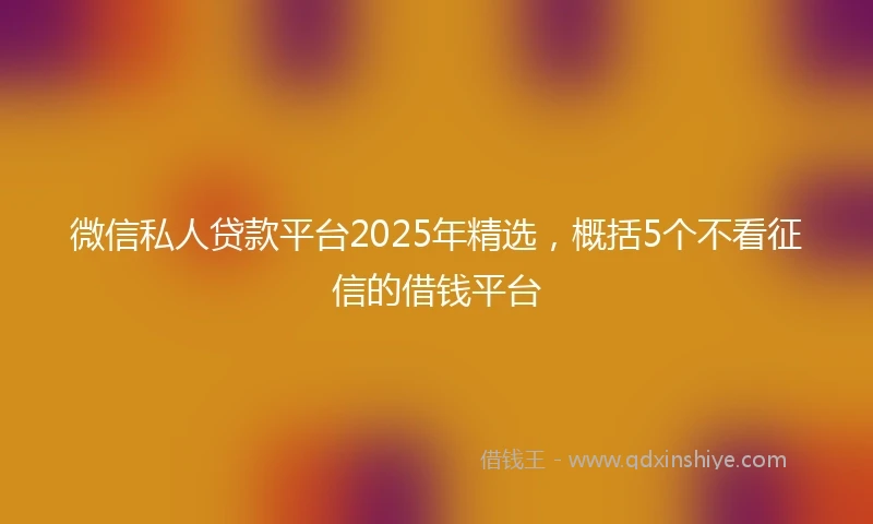 微信私人贷款平台2025年精选，概括5个不看征信的借钱平台