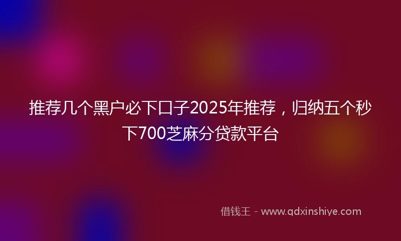 推荐几个黑户必下口子2025年推荐，归纳五个秒下700芝麻分贷款平台