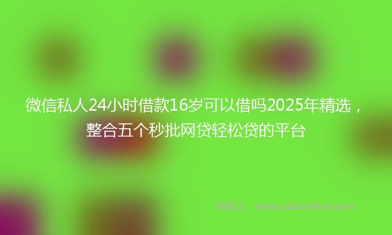 微信私人24小时借款16岁可以借吗2025年精选，整合五个秒批网贷轻松贷的平台