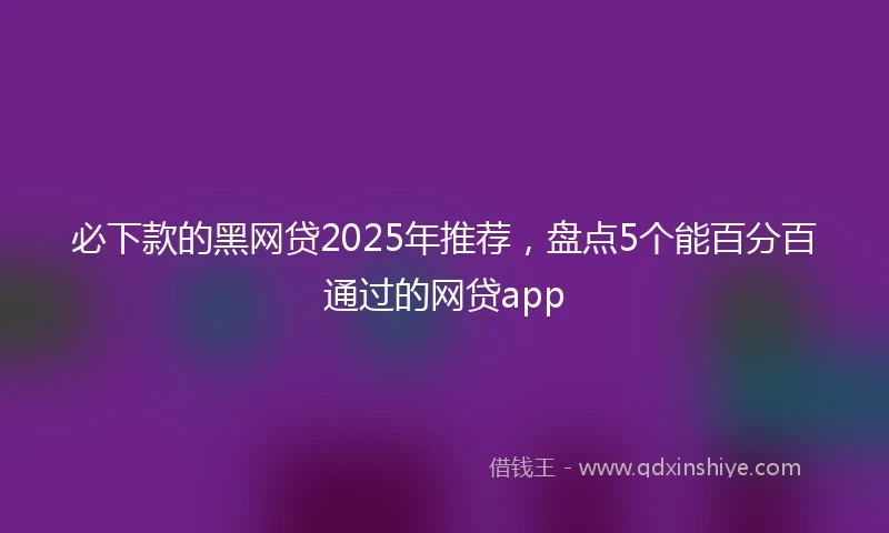 必下款的黑网贷2025年推荐，盘点5个能百分百通过的网贷app