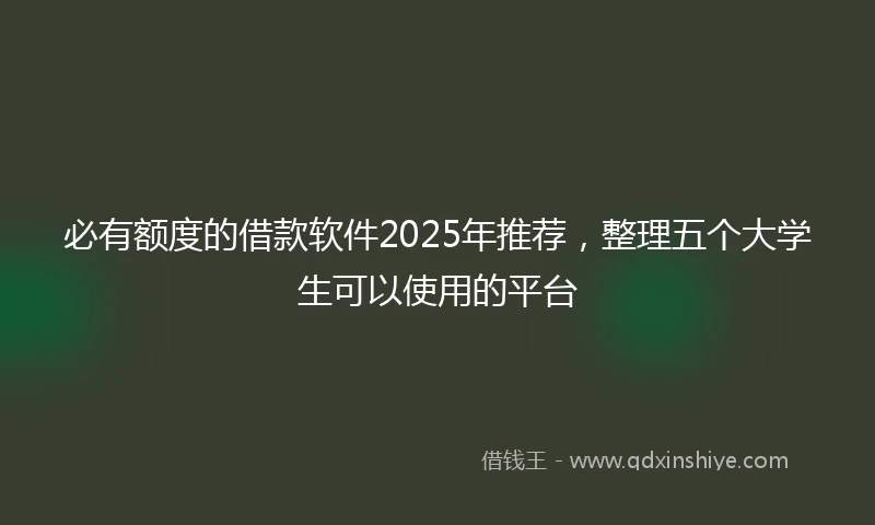 必有额度的借款软件2025年推荐，整理五个大学生可以使用的平台