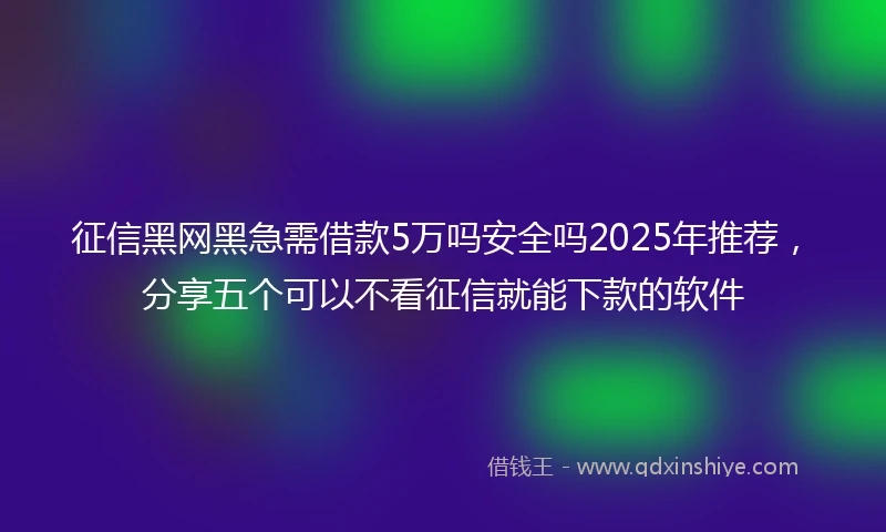 征信黑网黑急需借款5万吗安全吗2025年推荐，分享五个可以不看征信就能下款的软件