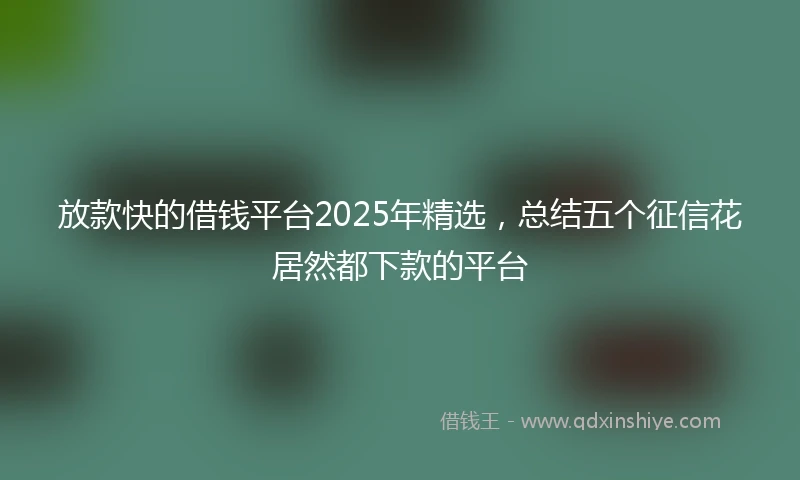 放款快的借钱平台2025年精选，总结五个征信花居然都下款的平台